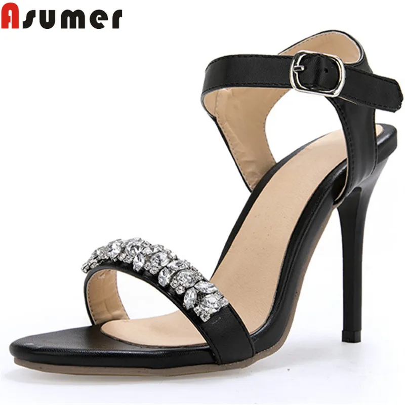 

ASUMER 2019 summer new shoes woman buckle sandals women super high heels shoes women elegant crystal prom wedding shoes