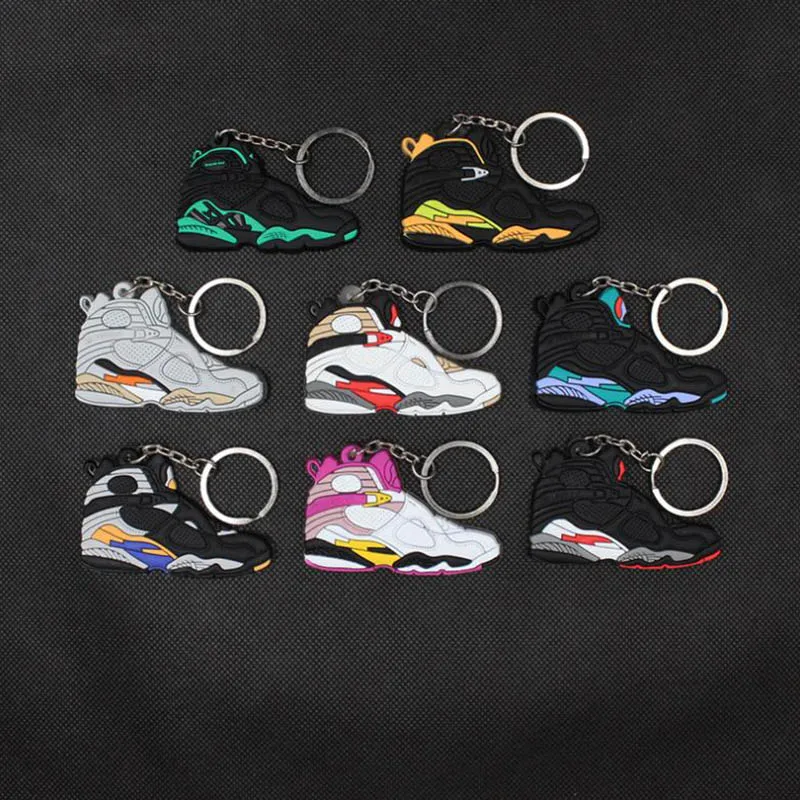 

Mini Silicone Jordan 8 Keychain Woman Men Kids Key Ring Gift Key Holder Bag Charm Pendant Accessories Basketball Shoes Key Chain
