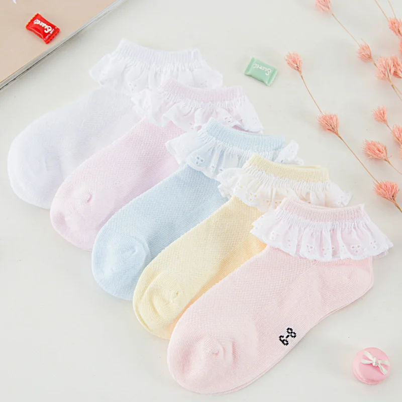 5 pairs/pack children lace socks Summer thin section mesh cotton baby cloth girls princess |