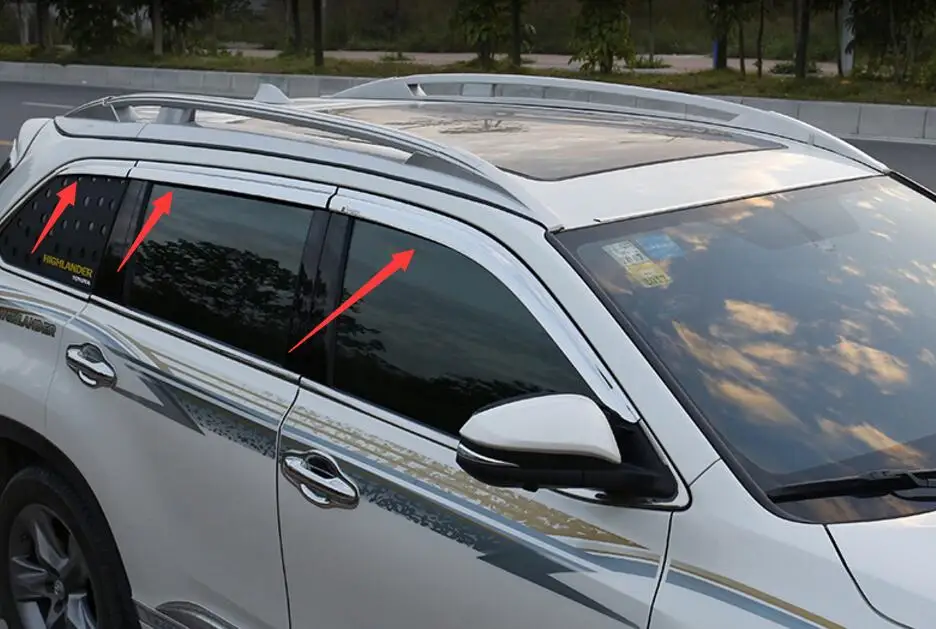 ABS хромированный Пластиковый оконный козырек Vent Shades Sun Rain Guard 4 шт для Toyota Highlander 2015