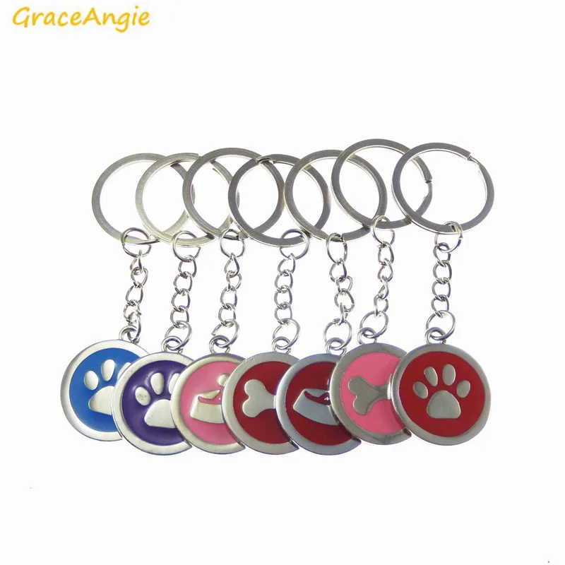 GraceAngie 1 шт. щенок лапа цвет кость яркая эмаль серебряный основа модный брелок
