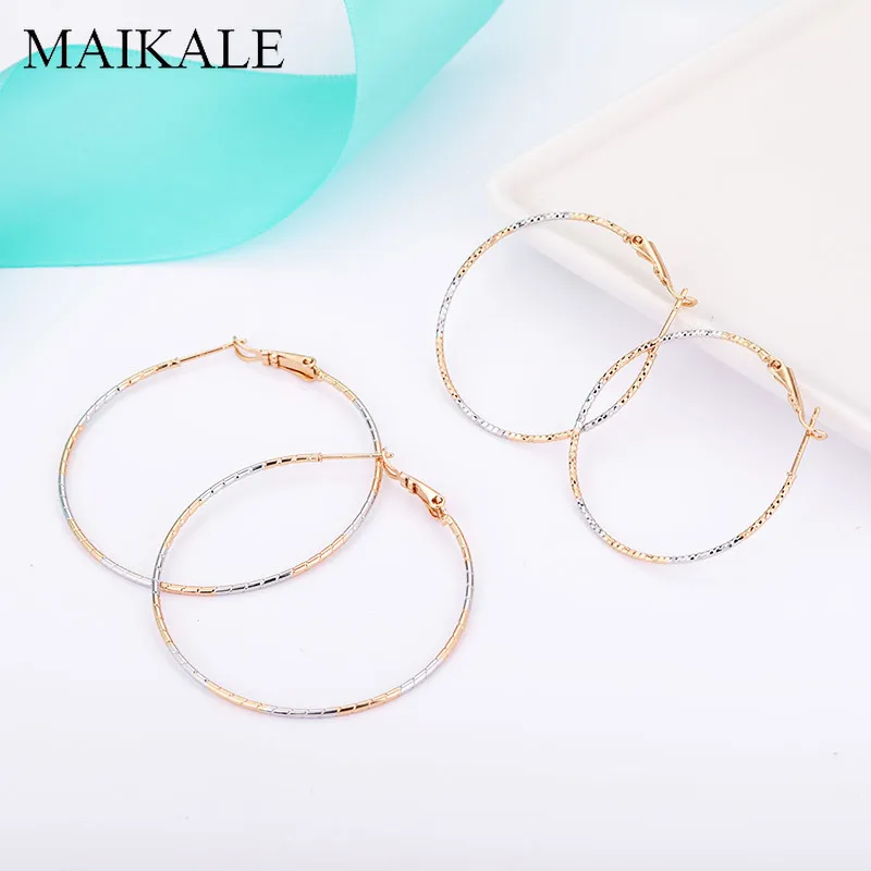 MAIKALE Simple Big Hoop Earrings Gold/silver Color Plated Metal Large Round Circle Earrings for Women Accessories Jewelry Gifts