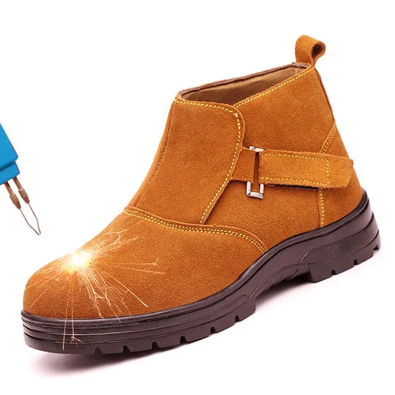 Осенне-зимние защитные ботинки, мужские бархатные рабочие ботинки со стальным носком, мужские Нескользящие непромокаемые ботинки
