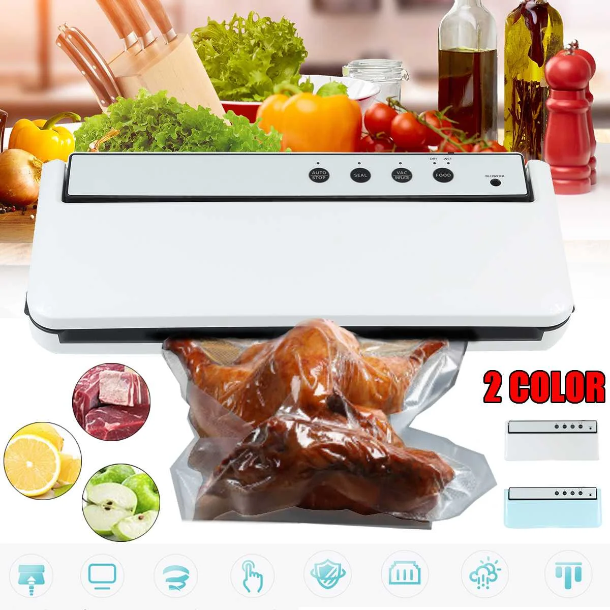 

Automatic household vacuum machine electric vacuum sealer kitchen food saver vacuum Sealing Machine with Vacuum Bags Packaging