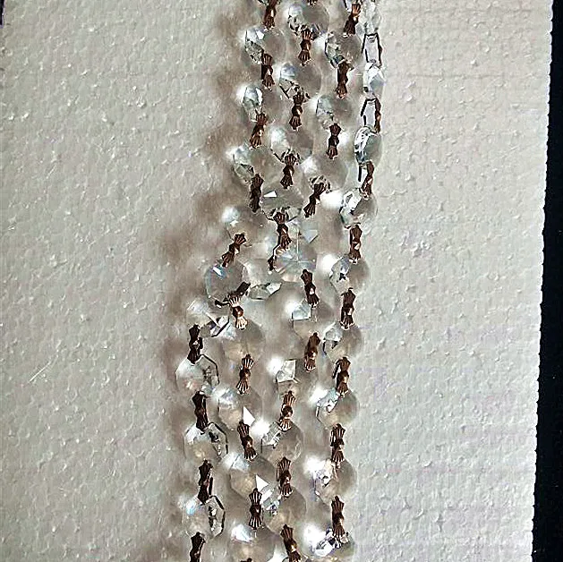 50M/lot, 33mm bronze bukcle 14mm octagon beads chain crystal glass