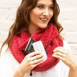 Новый мужской любителей шарф зимние однотонные теплые свободные шарф на молнии потайной карман шаль-кольцо Модные Одеяло шаль