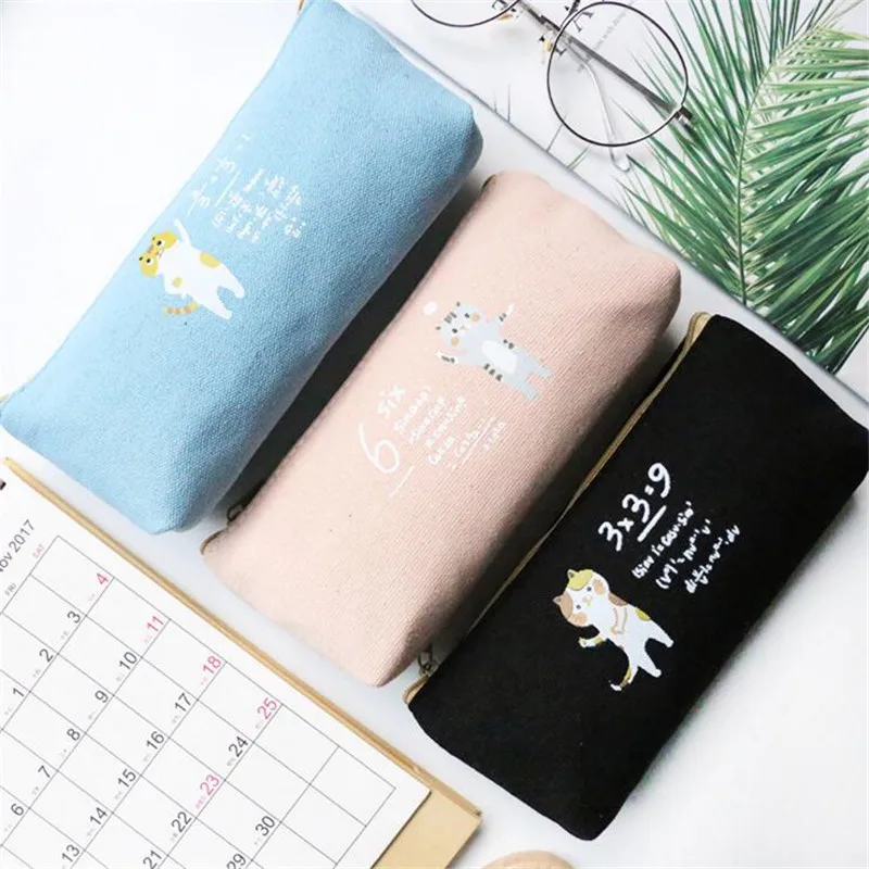 

Cute Pencil Bag Kawaii Cartoon Cat Math Pencil Case Stationery Storage Pouch Pen Case Kids Office School Supplies Gift