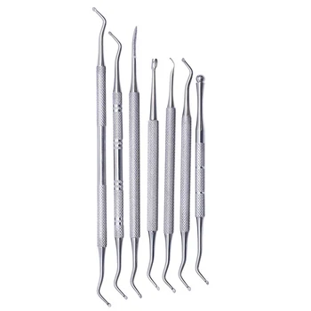 

7Pcs/set Stainless Steel Tools Dual-end Professional Dead Skin Pedicure Spoon Cuticle Pusher Care Nail Art Portable Cleaner