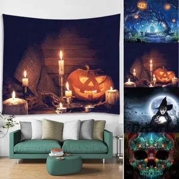 

Halloween Tapestry Pumpkins Tree Print Wall Hanging Tapestry Art Home Decoration
