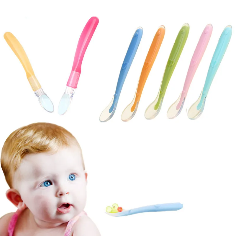 1Pc Safety Silicone Spoon for Baby Infant Child Kids Soft Rice Soup