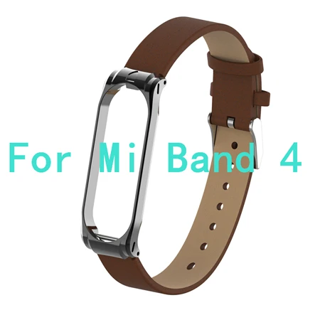 Кожаный ремешок mi Band 4 для Xiaomi mi Band 4 mi band 4 умный Браслет Анти-потеря спортивный браслет mi Band 3 ремешок умные аксессуары - Цвет: Brown For Band 4