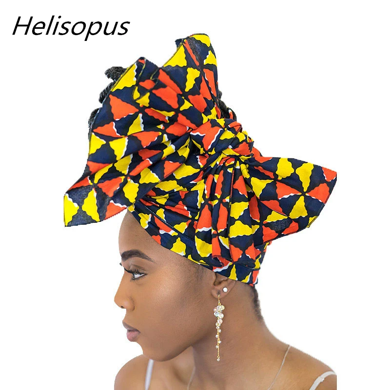 

Helisopus Women's African National Headscarf Fashion Printed Headwear Cap Women Hair Accessories 175*55 CM Clearance