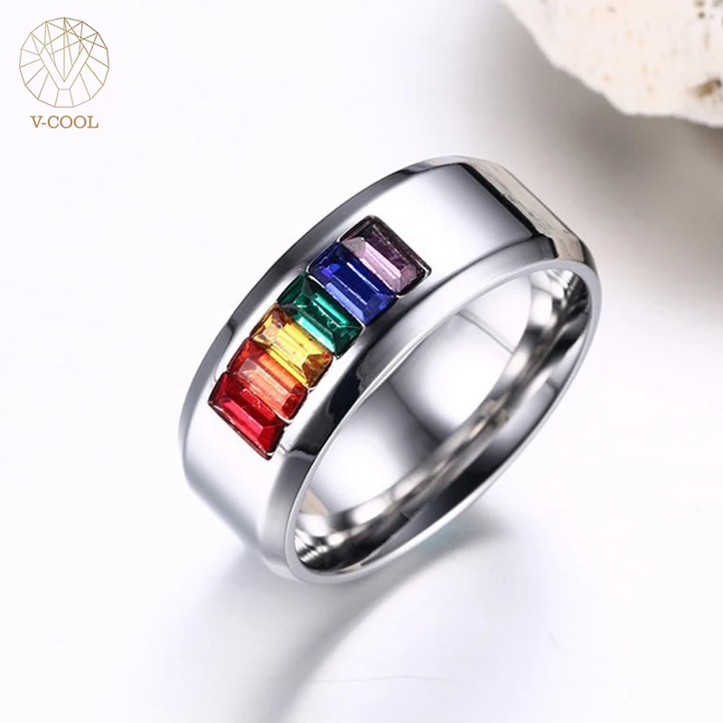 VR167 169 VCOOL 316L Stainless Steel Wedding Band Chain Ring for Men and Women European Style