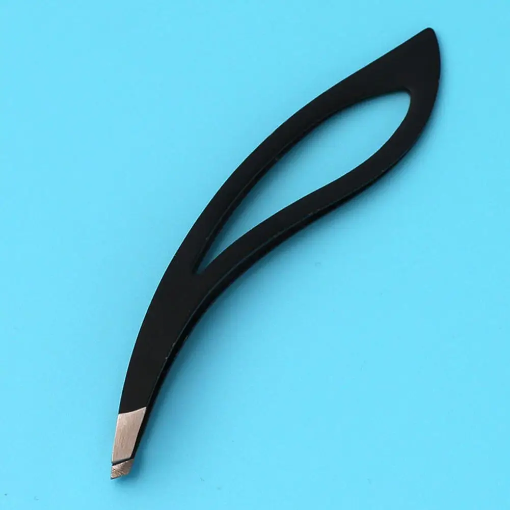 Curve Stainless Steel Hollowed Leaf Eyebrow Tweezer Women Hair Remove