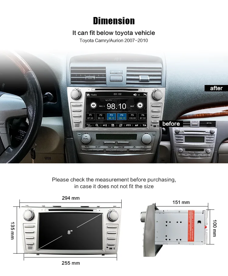 Cheap Eunavi 8 inch Car DVD Player GPS Navigation For Toyota Camry 2007 2008 2009 2010 2011 BT Steering wheel control 3