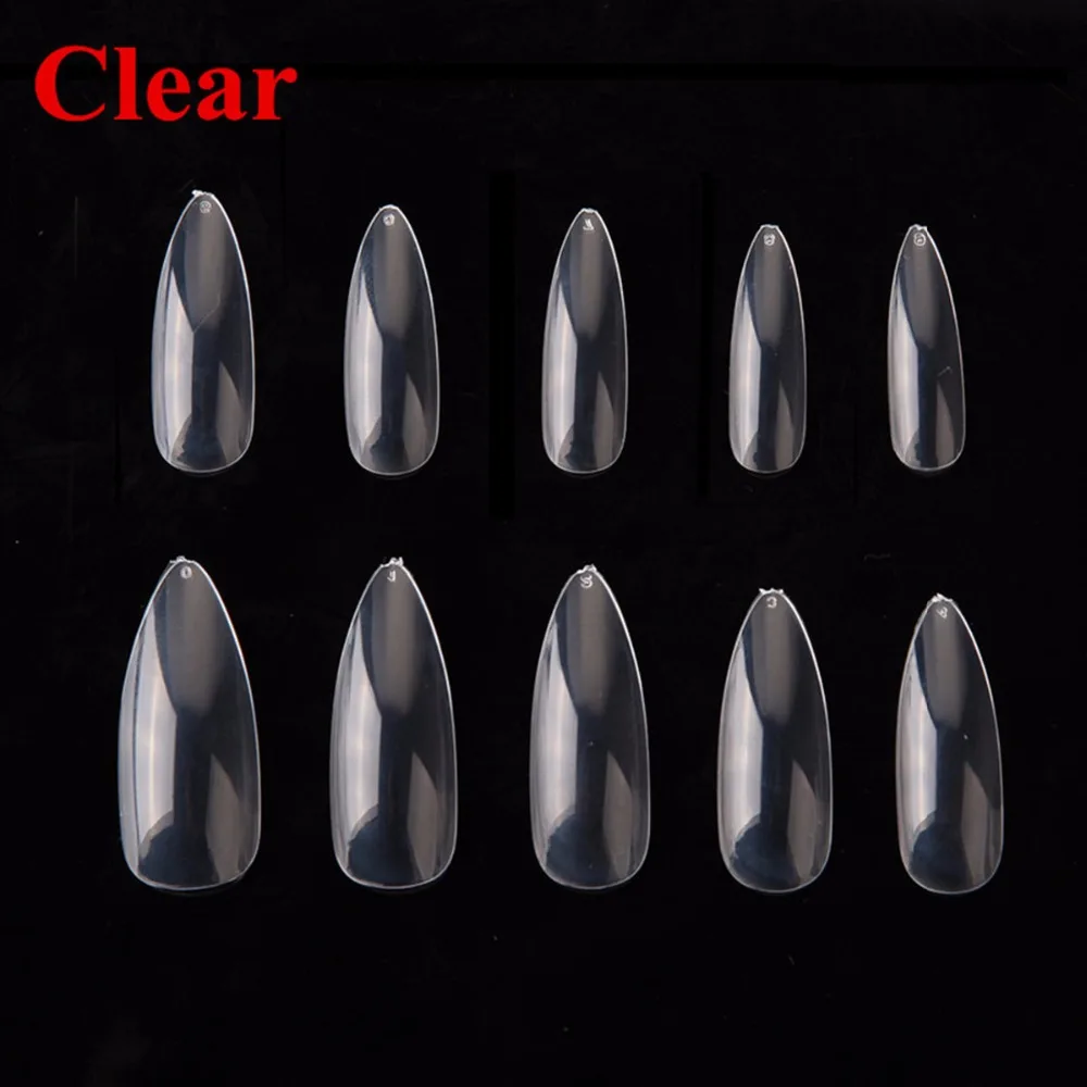 Pontas das Unhas Atacado Pacote Lote 500x10 Tamanhos Limpar Ponta Afiada Unhas Postiças Dicas Falsas Decoração Gel Manicure A0493xx 100 - 6 500X10 Tamanhos Limpar ponta afiada Unhas Postiças
