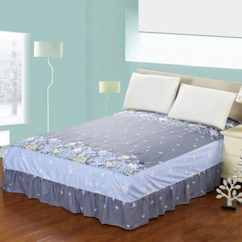 Хлопок кровать юбка один кусок многоцветная защита рукав печати кровать для принцессы юбки