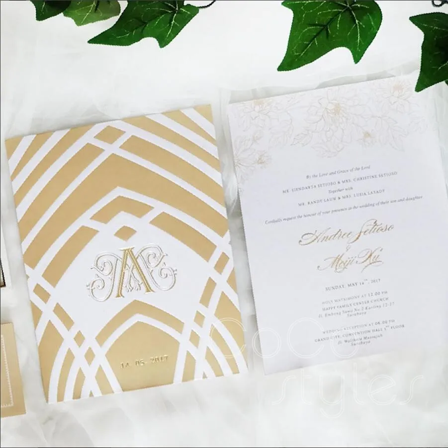  Cocostyles custom elegant hardcover invitation card with laser cut box and acrylic logo for wedding - 32880911273