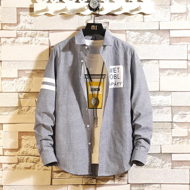 

Tide brand retro loose checkered long-sleeve shirt male and Korean version fresh wind student casual shirt jacket thin