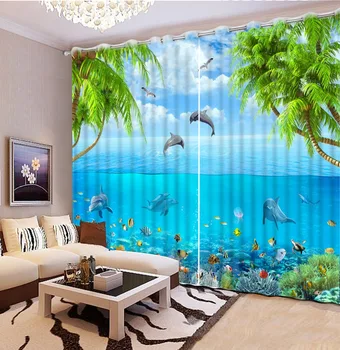 

beach curtains Landscape Scenery Beauty Digital Photo Printing Blackout 3D Curtains for Living Room Bedding Room