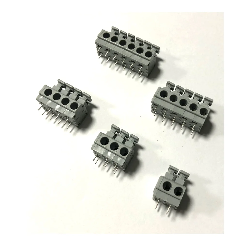 

100Pcs KF235 5.0mm Pitch Straight PCB Board Screwless Spring Terminal Blocks 2P 3P 4P Positions Terminal connector 250V 10A