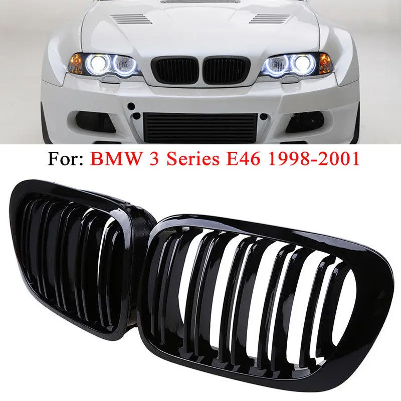 Dla 2-drzwi BMW E46 3-Series 98-02 Coupe przedni Grill nerkowy kratka  czarny błyszczący - AliExpress Samochody i motocykle