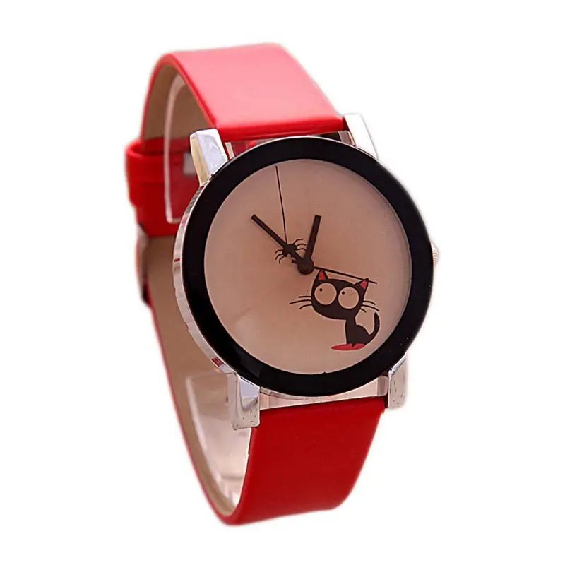 Simple Watch Funny Cute Kids Cat Fashion Watch Women Wristwatch Hour Lady Child Girl Dress Causal Quartz Clock For Gift LL@17