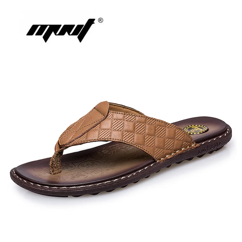 

Retro Style Summer Men Slippers Male Genuine Leather Flip Flops For Man Beach Sandals Non-slide Zapatos Shoes Men Dropshipping