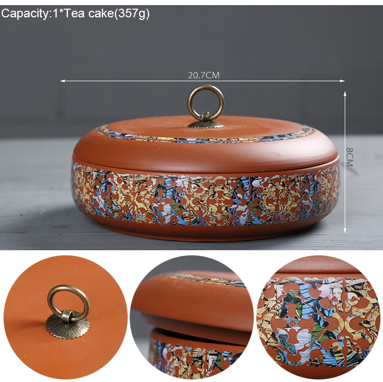 Винтажный Фиолетовый Глиняный чайный набор, керамический чайный Caddy Puer чайные банки, банка для хранения чайного торта, герметичный контейнер, кухонные аксессуары
