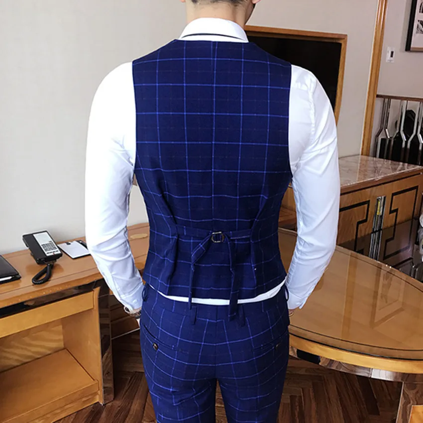 Fashion Men Plaid Vests Size S M L XL 2XL 3XL Slim Comfortable Elegant Mens Wedding Suit Vest