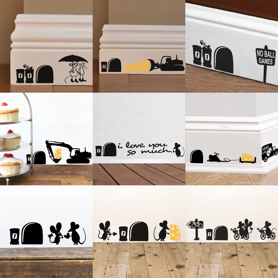 

Funny Mouse Hole House Wall Sticker Creative Rat Hole Cartoon Wallpaper Living Room Bedroom Decor Wall Decals Kids Room Pet Room
