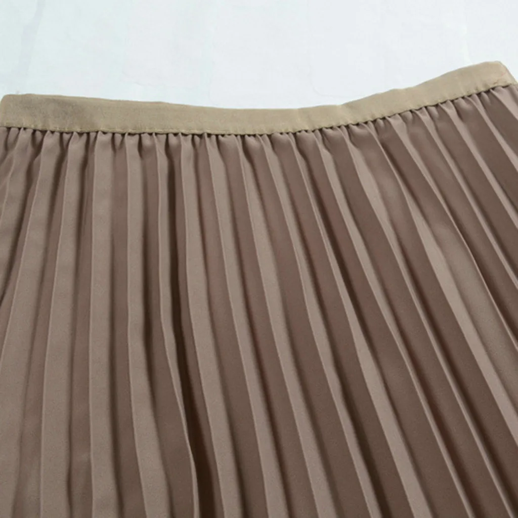 Женские однотонные длинные гофрированные шифоновые юбки, однотонные плиссированные тюлевые юбки с высокой эластичной талией, женская одежда, Faldas Largas