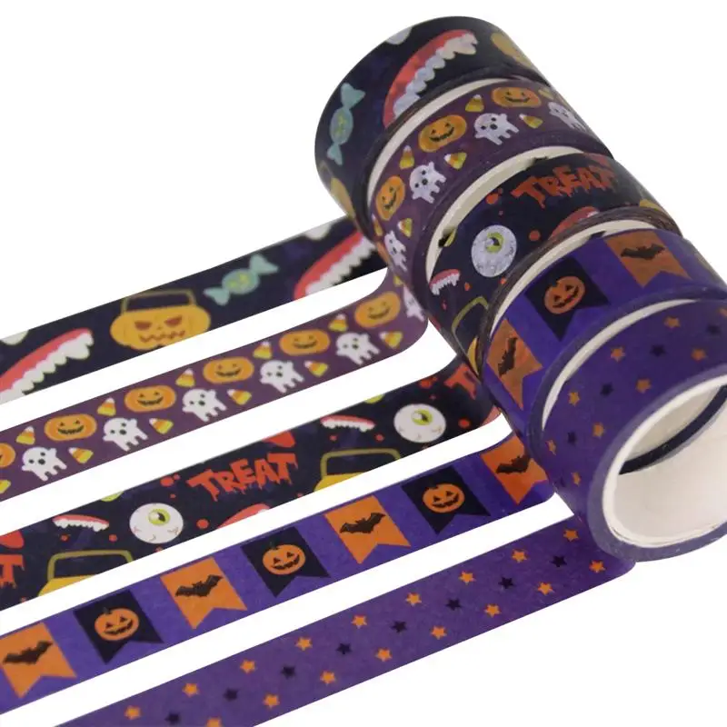 

Pack Of 5 Halloween Pumpkin Skull Washi Tape Cartoon Masking Tape Decorative Wrapping Tape Stationery Masking Tape