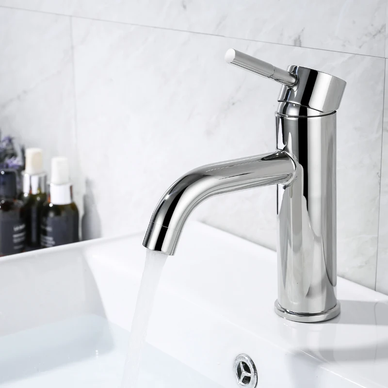 

IVRICH Stainless Polished Basin Faucet Stainless Steel bathroom faucet Deck Mounted Tap Round robinet lavabo sink faucet ML201