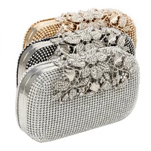 THINKTHENDO женский вечерний клатч, хрустальные стразы, цветок, свадебная сумочка, кошелек