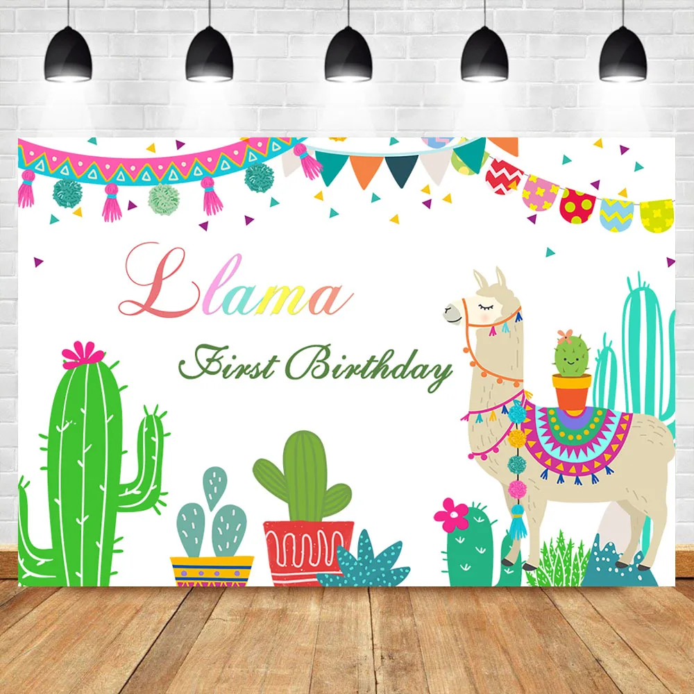 

NeoBack Llama Birthday Llama Fun Photography Backdrops Blue Llama Baby Shower Llama Party Banner Background for Photo Shoots