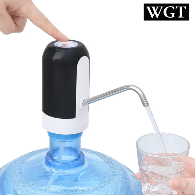 

WGT Portable Electric Water Pump Dispenser Drinking Water Bottle Pump with Upgrade Waterproof Button USB Charging
