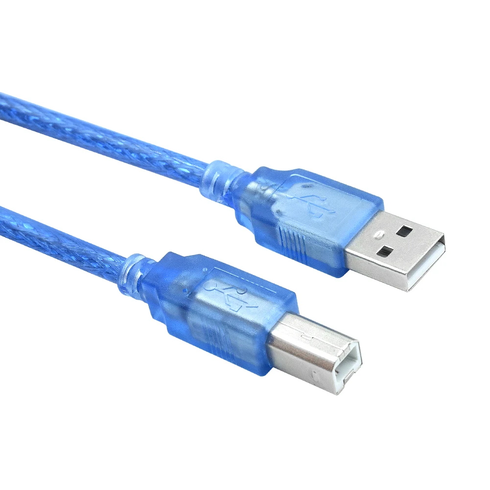 Синий высокоскоростной прозрачный синий usb-накопитель 2,0 кабель для принтера тип A папа-Тип B папа двойное экранирование для 1 м 1,8 м 3 м 5 м 10 м