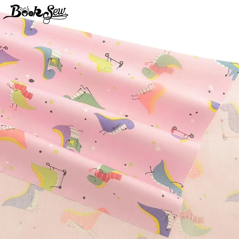 Booksew динозавр дизайн розовый хлопок ткань жировые кварталы сделай сам ручная стеганая простыня швейная ткань пэчворк для детей