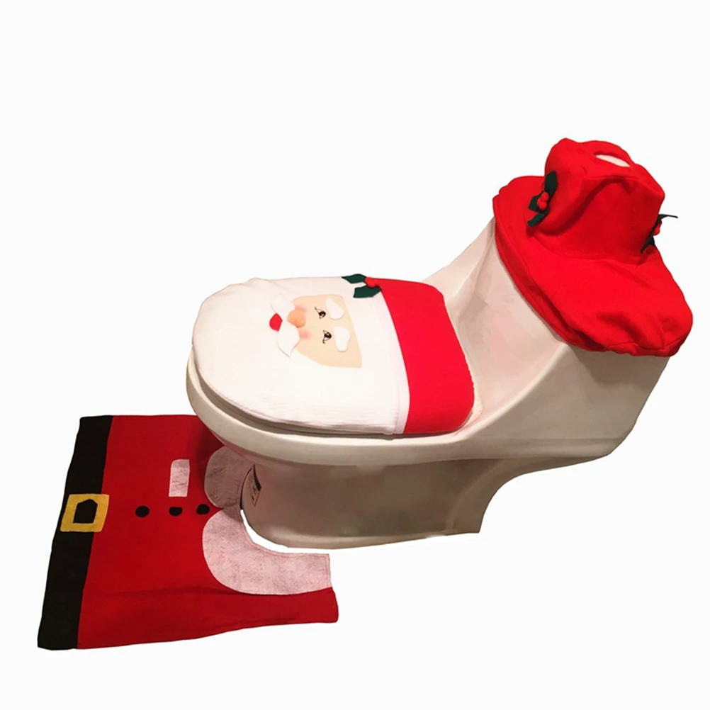 Bathroon Overcoat Toilet Seat Cover Christmas Decorations Sets 3pcs/set