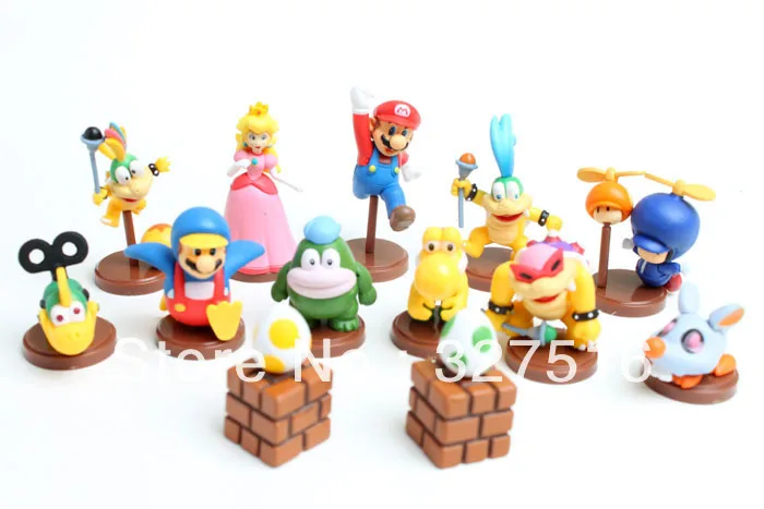 

Japan Anime Game Super Mario Bros Color box packaging 13pcs/set  PVC Figure Toys Free Shipping by EMS