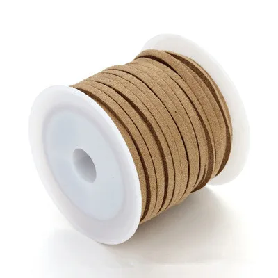 

5 Yards / Roll 2.7*1.5mm Flat Korean Velvet Cord String Rope DIY Accessories Chinese Knot Cord DIY package Bracelet (khaki)