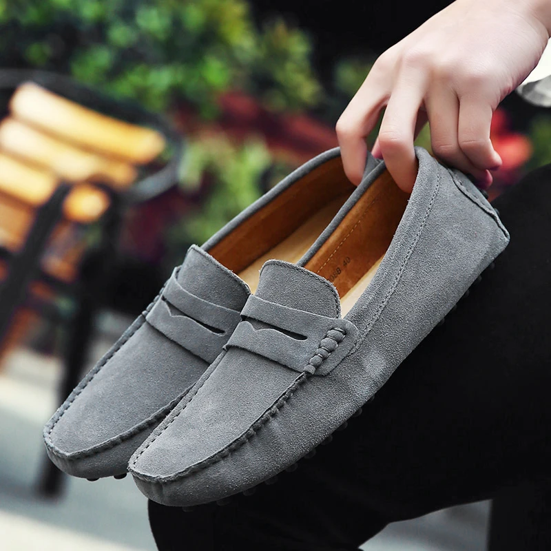 

Men Loafers High Quality Brand Fashion Spring Style Soft Moccasins Genuine Leather Shoes Men Flats Driving Shoes loafer big size