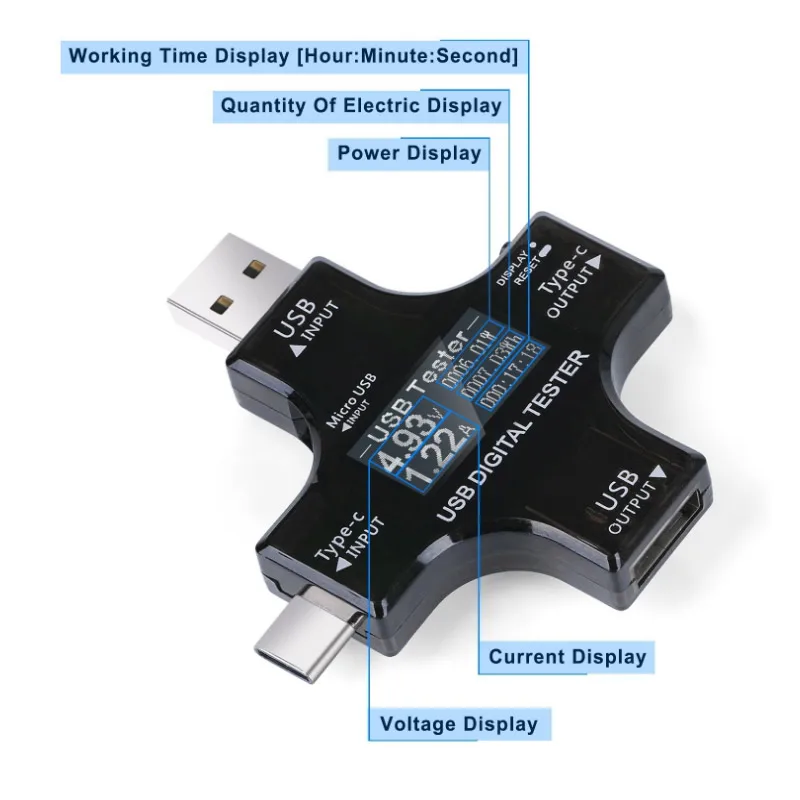 ATORCH тип c pd USB Тестер DC Цифровой вольтметр амперимитор напряжение измеритель тока