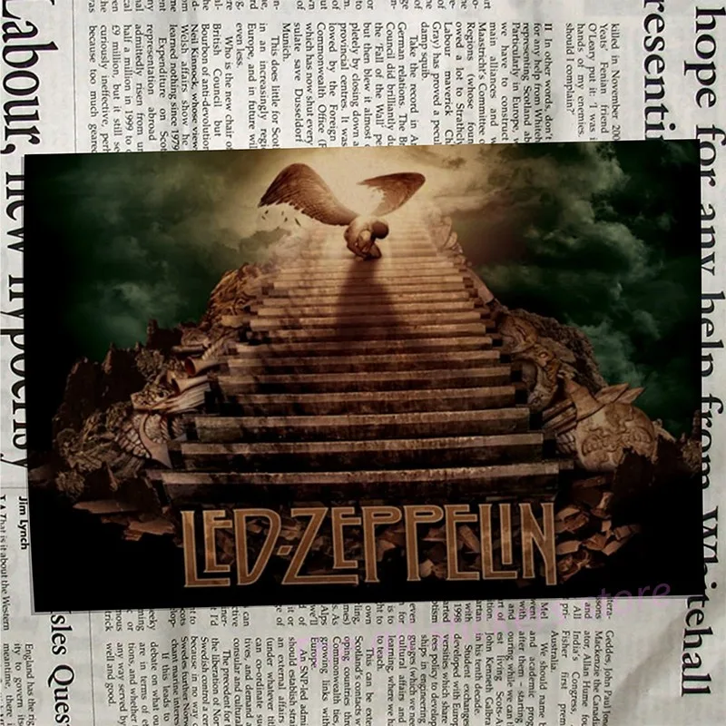 Led Zeppelin рок-музыка постеры для украшения дома винтажные стильные настенные наклейки Abooly бренд/6027 - Цвет: 2