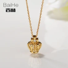 BAIHE Solid 14K Yellow Gold 0.03ct Certified Genuine Natural Diamond Wedding Women Trendy Jewelry Elegant unique gift Necklaces