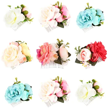 

Rose Flower Crown Bridal Hairpin Boho Floral Hair Comb Wedding Hair Clip Bridesmade Vintage Hairclips Hair Jewelry Accessories