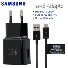 

100% Original SAMSUNG Adaptive Fast Wall Charger EU US Plug for Galaxy S6 S7 edge Note 4 5 USB Micro Cable 1.5m 9V 1.67A