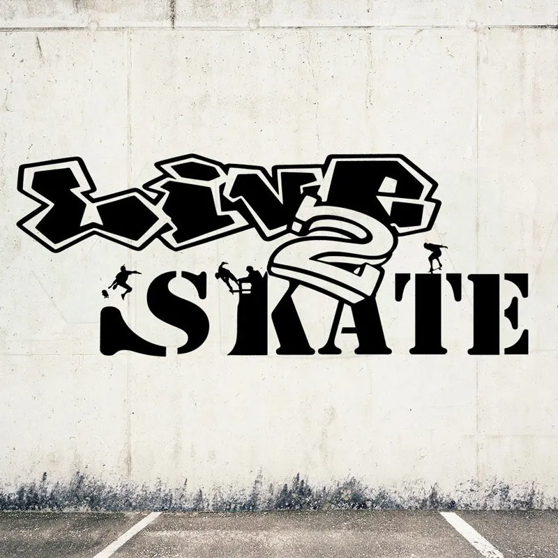 Us 5 26 34 Off Live 2 Skate Skateboarding Teenager Graffiti Art Mural Vinyl Wall Sticker For Bedroom Boys Hobby Decals Home Decor Stickers L991 In