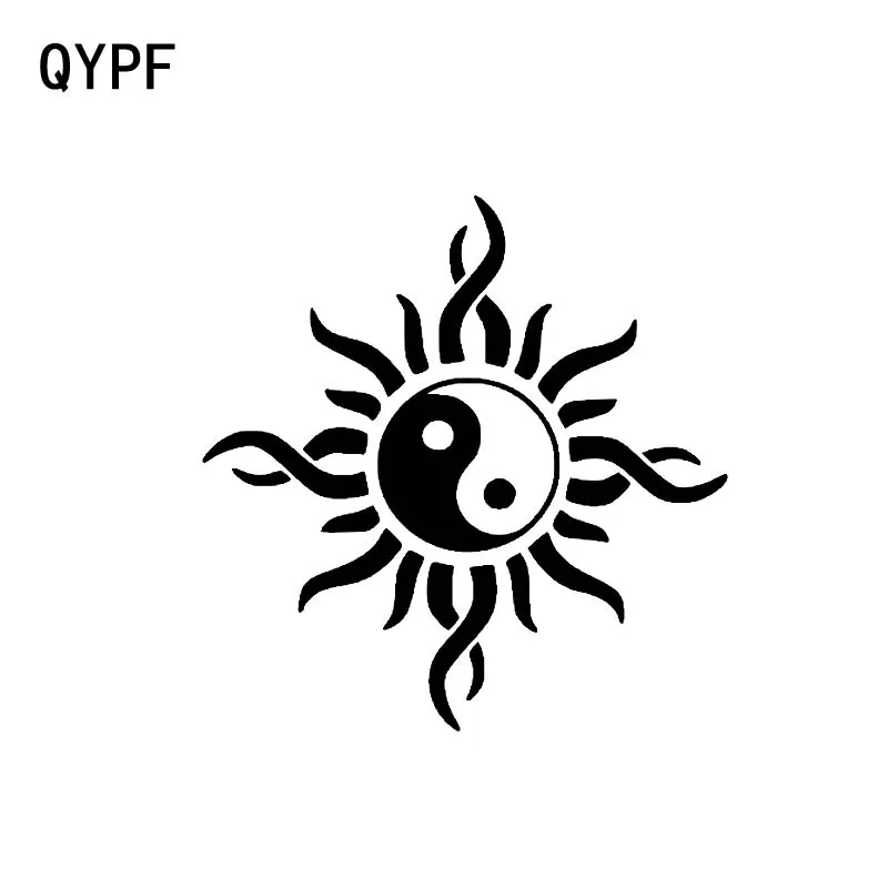 

QYPF 17.8CM*17.8CM Yin And Yang Vinyl Car Sticker Decal Black Sliver C17-00054
